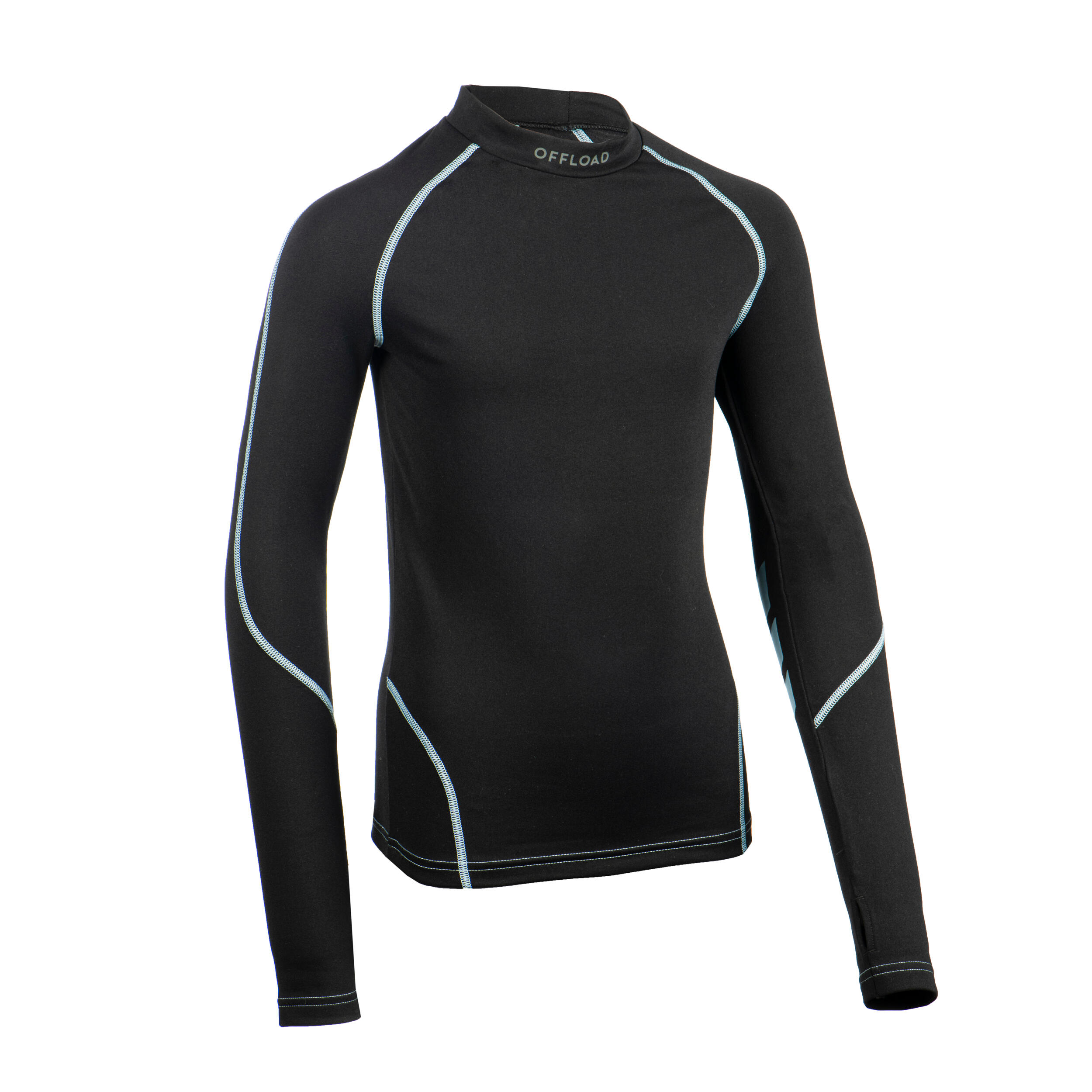 Children's long-sleeved rugby undershirt - R500 black grey