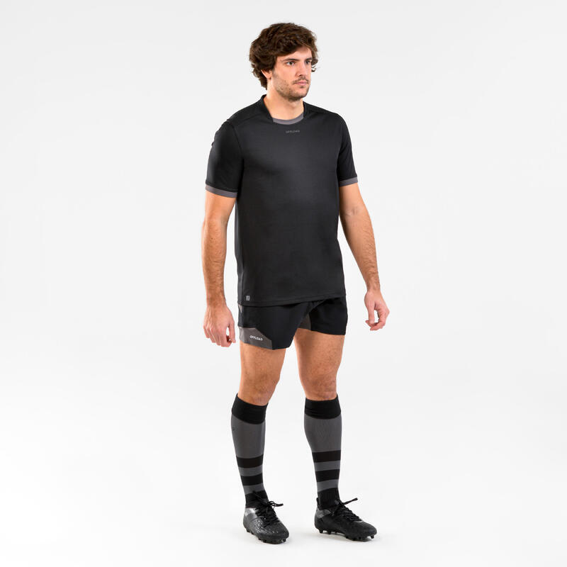 Pantalón corto Rugby Adulto R900 negro gris
