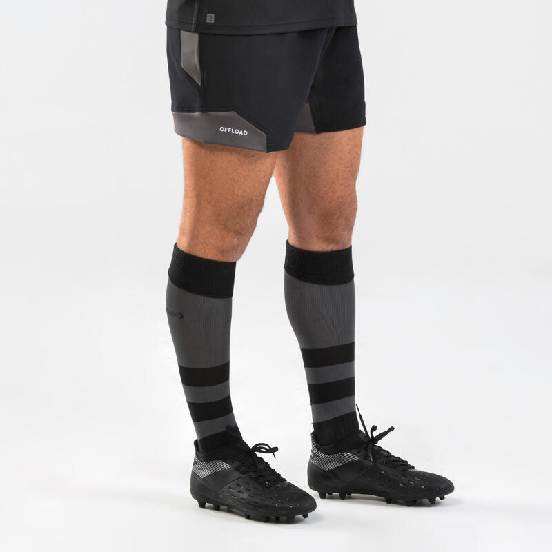 Pantalón corto Rugby Adulto R900 negro gris