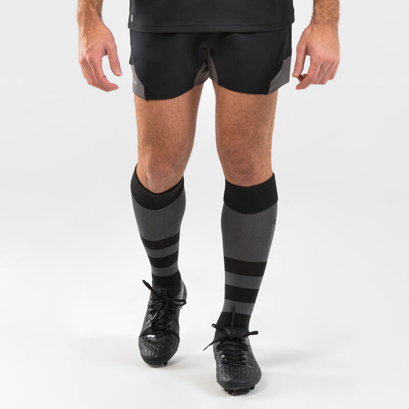 Pantalón corto Rugby Adulto R900 negro gris