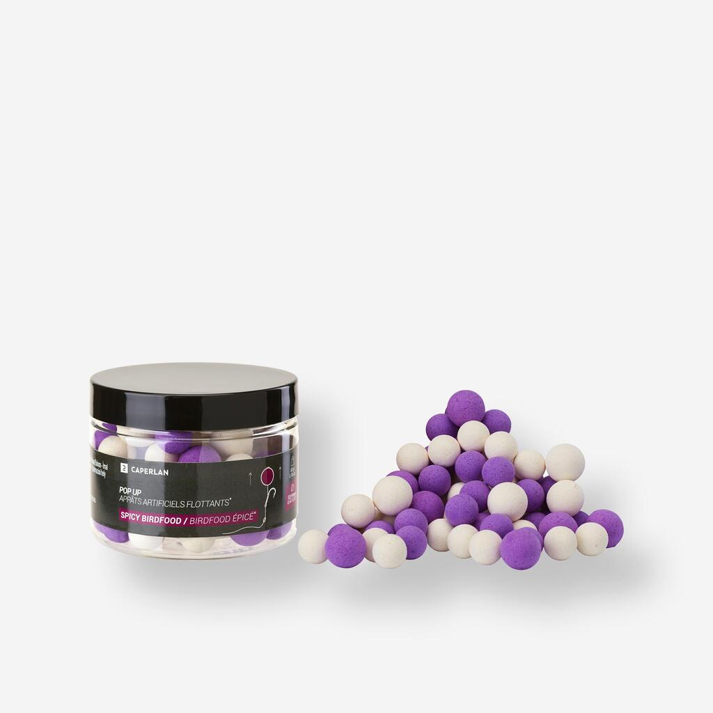 Plovni boiliji za krapolov z okusom začinjene ptičje hrane POP-UP (od 12 mm do 14 mm)
