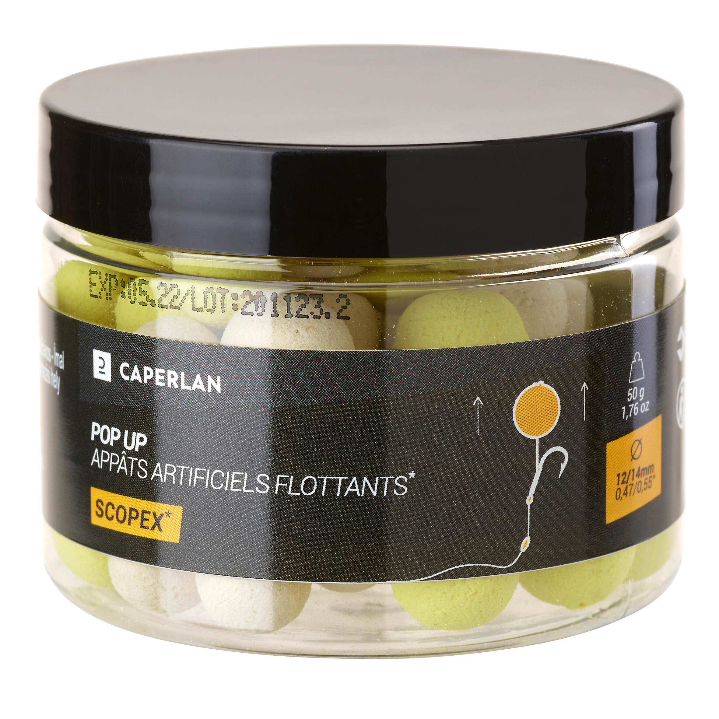 CAPERLAN Plávajúce boilies na lov kapra Pop-ups 12-14 mm Scopex bez · záber 4