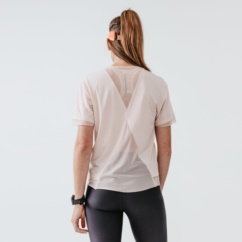 RUN FEEL WOMEN'S JOGGING T-SHIRT - PALE PINK