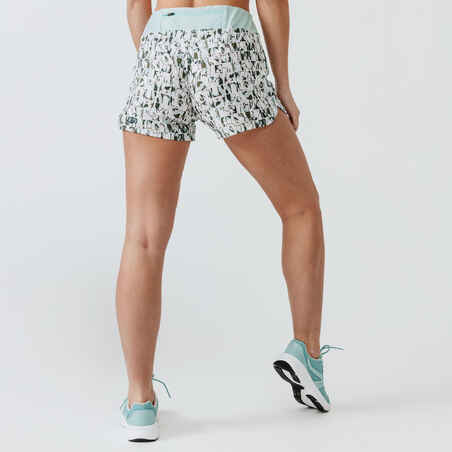 Women's running shorts Dry - green print