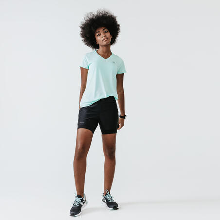 T-shirt running manches courtes respirant femme - Dry vert