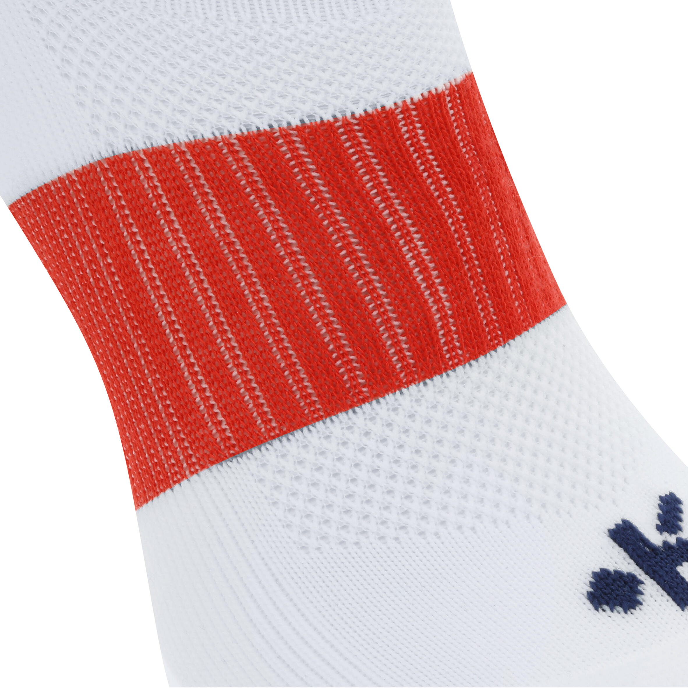 F500 Adult Knee-High Football Socks - White/Red 4/7