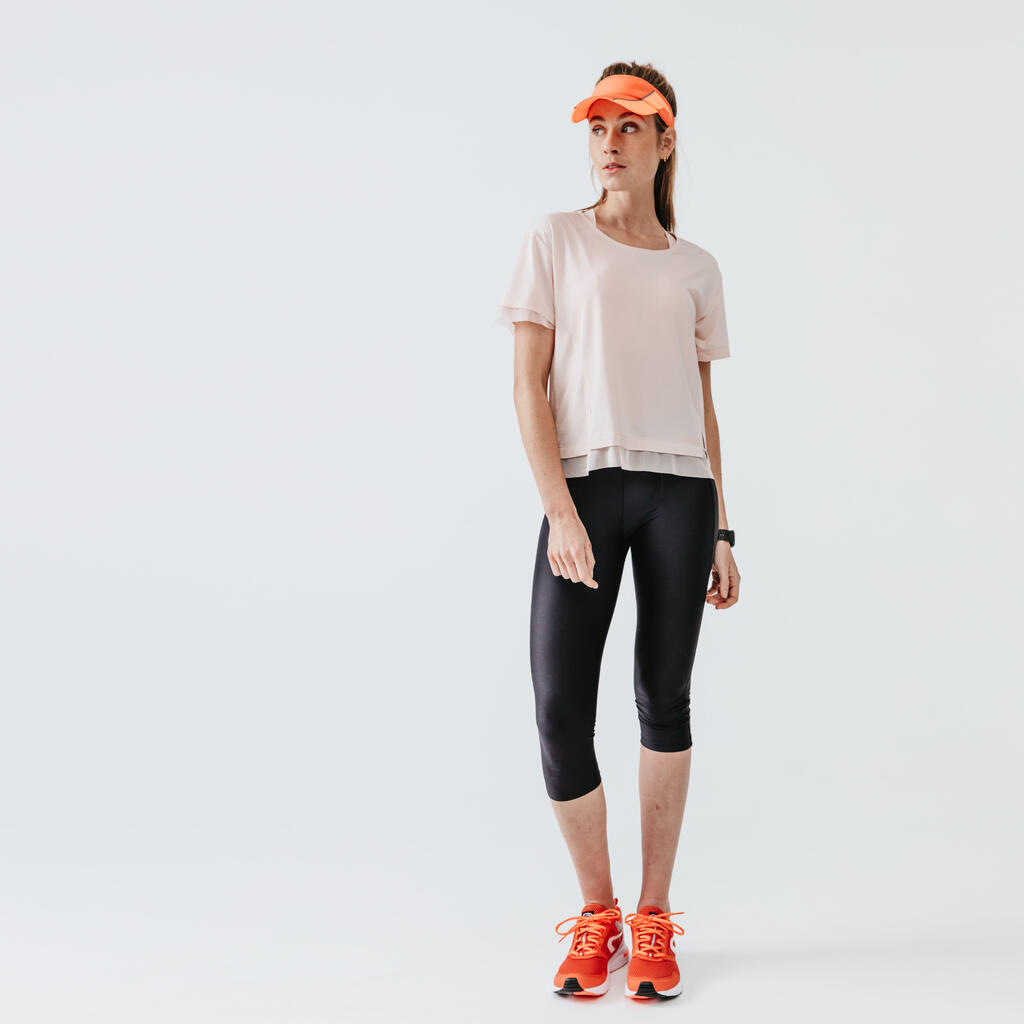 Leggings capri de running negros para mujer Kiprun RUN 100