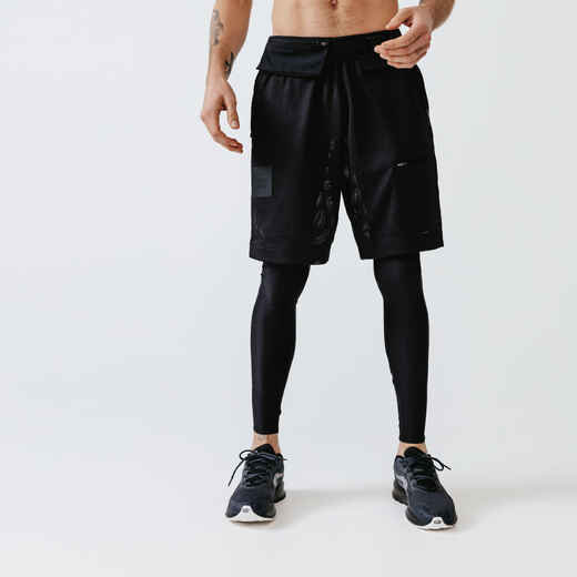 
      Men's Running Breathable 2-in-1 Tights Utility - black
  