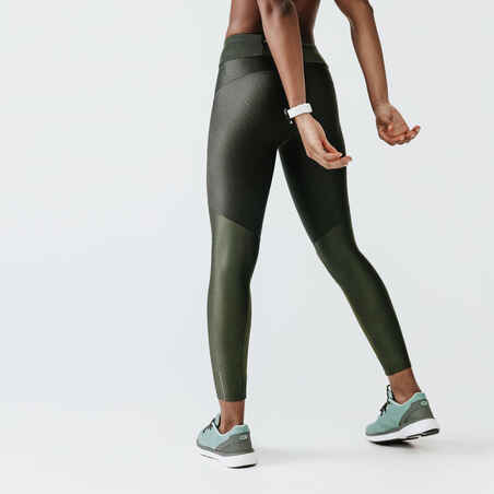 Women's breathable long running leggings Dry+ Feel - khaki