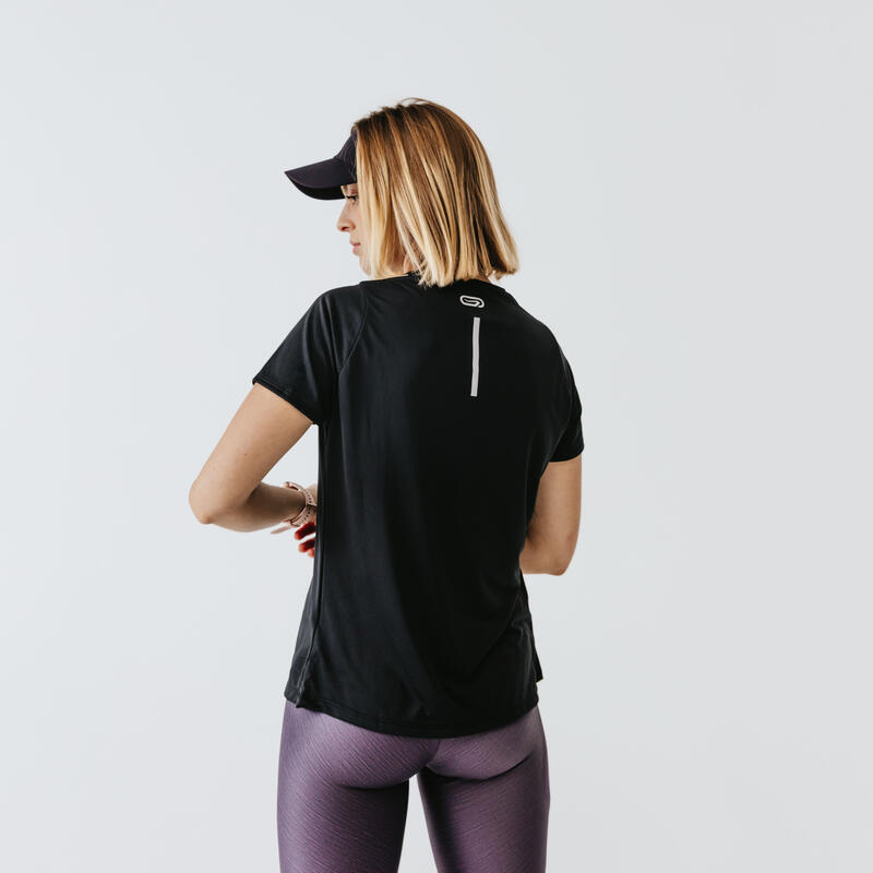 Women's Running TShirt Run Dry black Decathlon