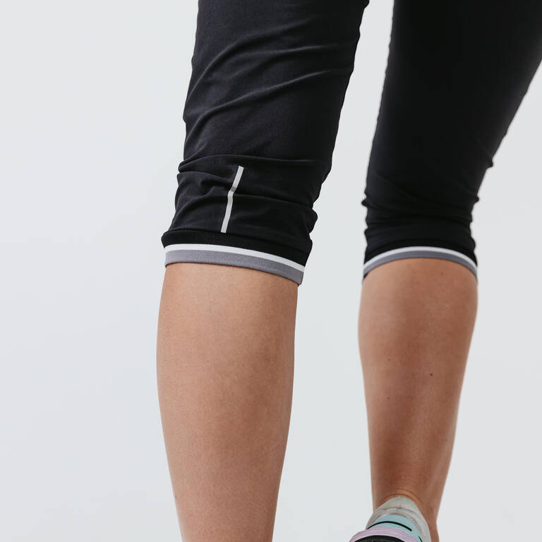 Women's cropped running trousers Dry - black