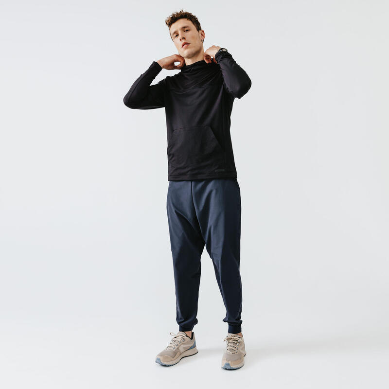 Sudadera Running Kalenji Dry+ Feel Hombre Negro Capucha Transpirable