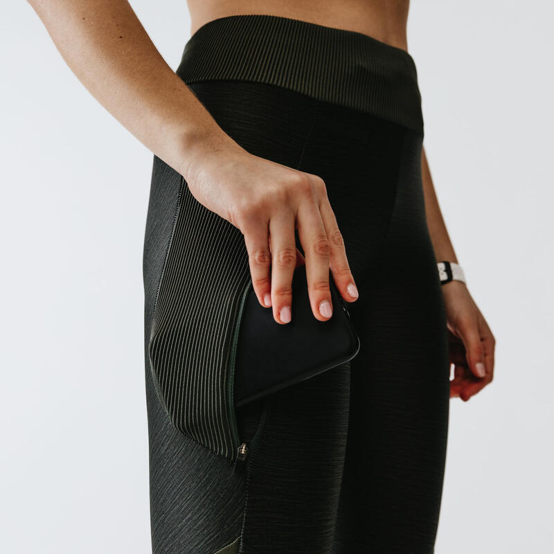 Dámské běžecké prodyšné 3/4 legíny Dry+ Feel khaki 