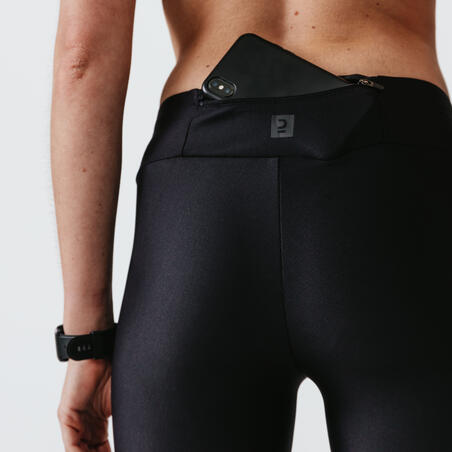 Тайтсы для бега короткие женские черные RUN DRY - Decathlon
