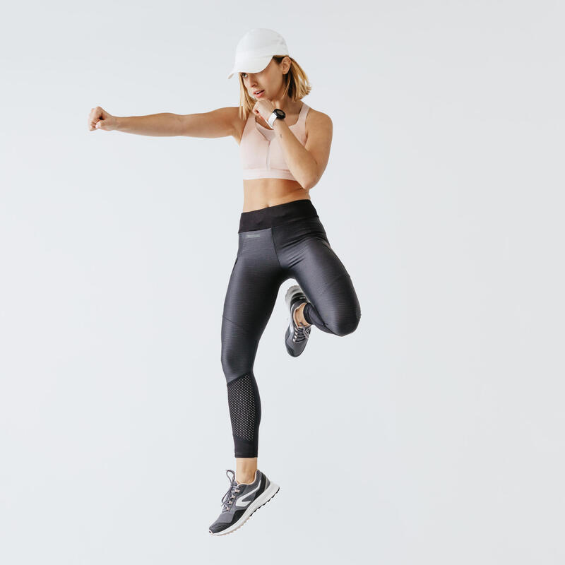 Női leggings futáshoz Dry+ Feel, légáteresztő, fekete