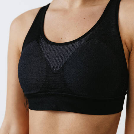 CLASSIC PADDED RUNNING CROP TOP - BLACK