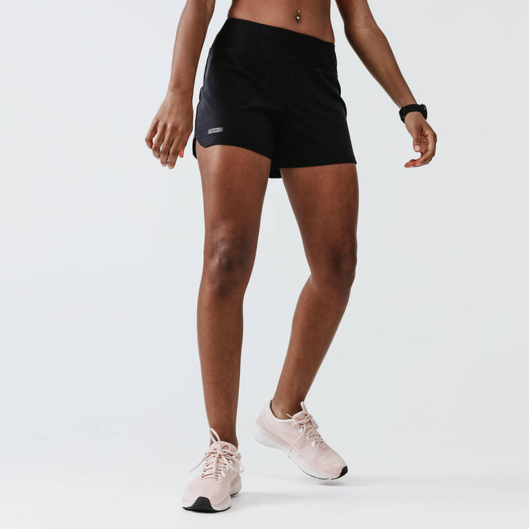 Women's Running Shorts - KIPRUN Run 100 Black