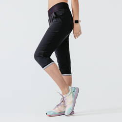 Women's cropped running trousers Dry - black