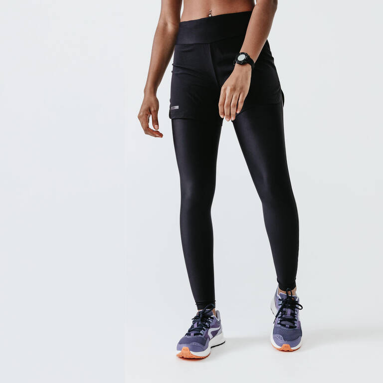 Women's Running Shorts with Built-In Tights Dry+ - black