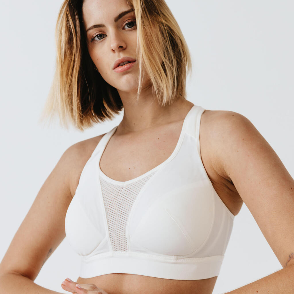 Brassière bretelles croisables maintien fort femme, Noir
