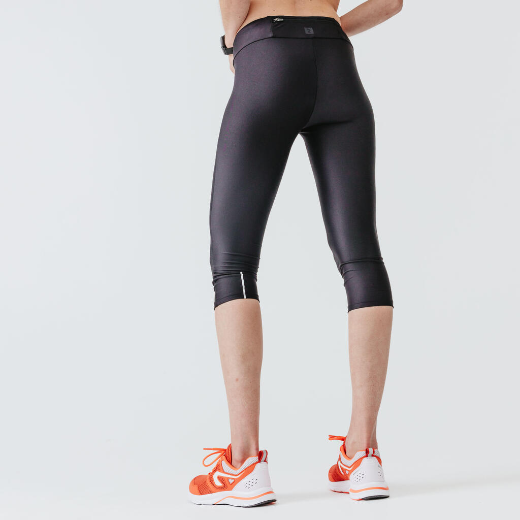 Legging court running Femme - KIPRUN Run 100 bleu foncé