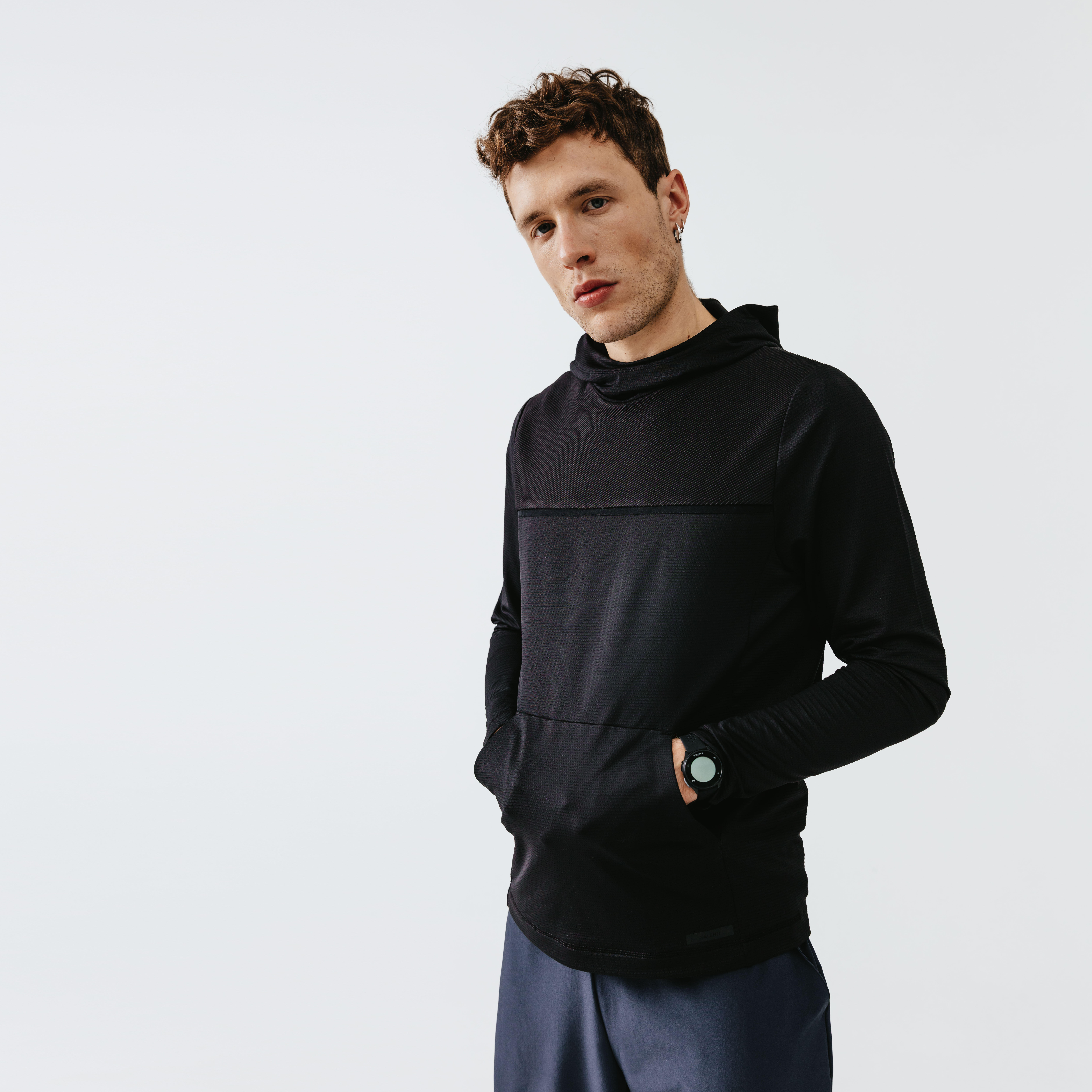 KALENJI Hardloophoodie met kap voor heren Run Dry petroleumblauw | Decathlon