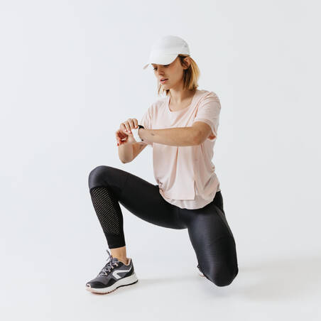 Women's breathable long running leggings Dry+Feel - black