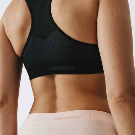 Women Gym Bra High Support Plus Size 900 White Pink Print