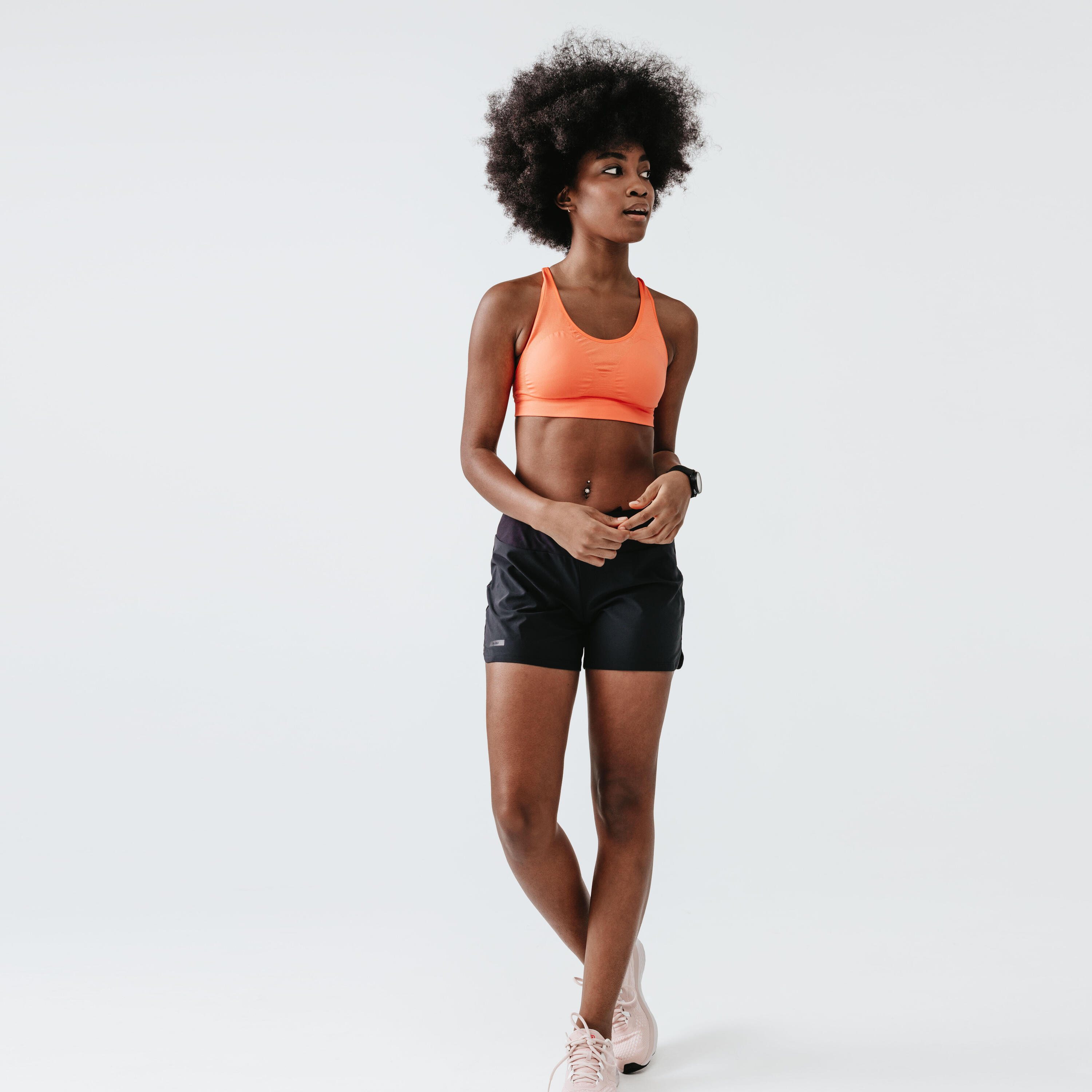 Women's Running Shorts - KIPRUN Run 100 Black 6/9