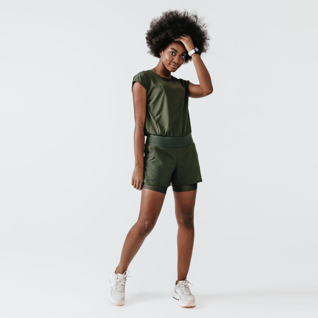 Women's Running Shortie Suit Dry+ - khaki