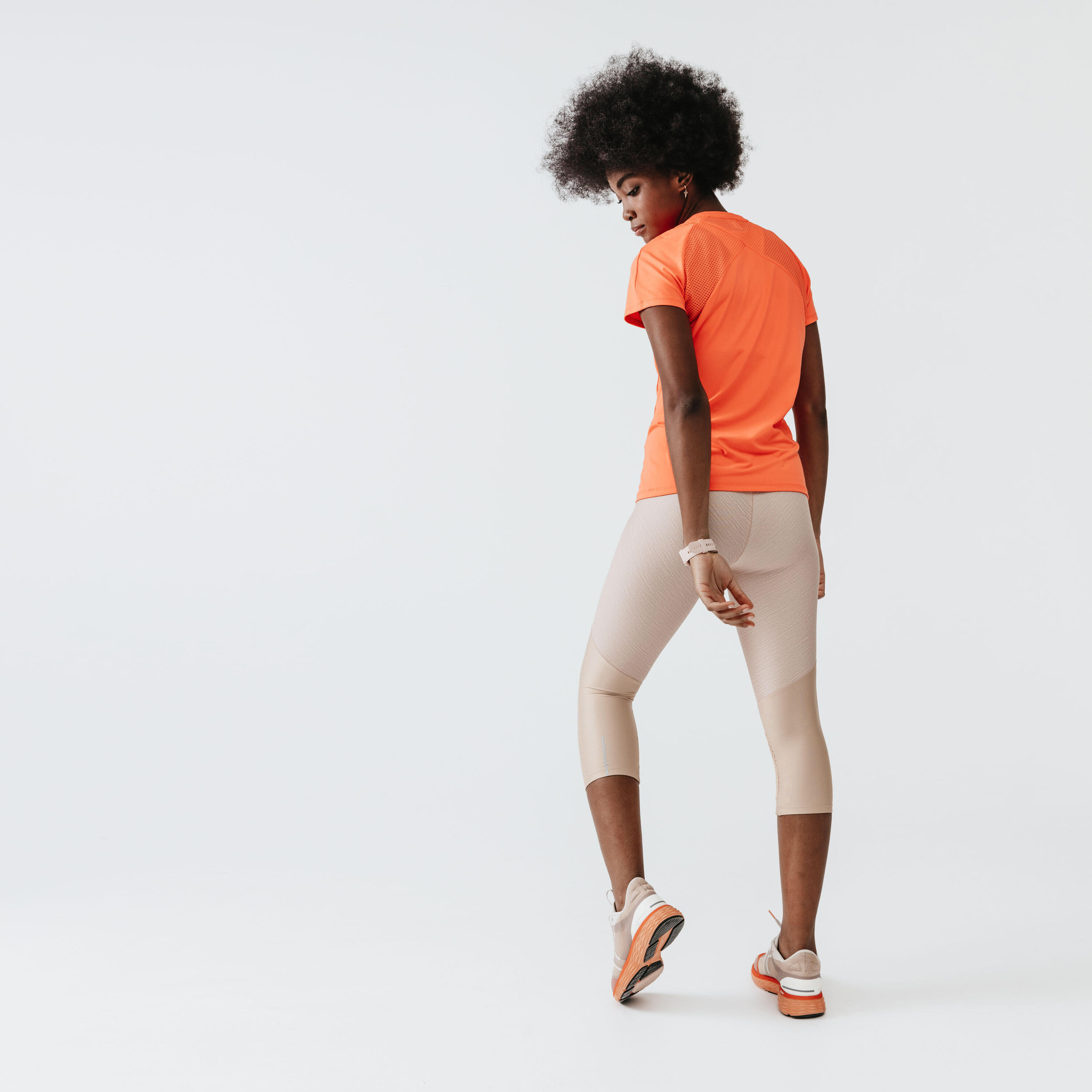 Women's short running leggings Dry+ Feel - beige 11/18