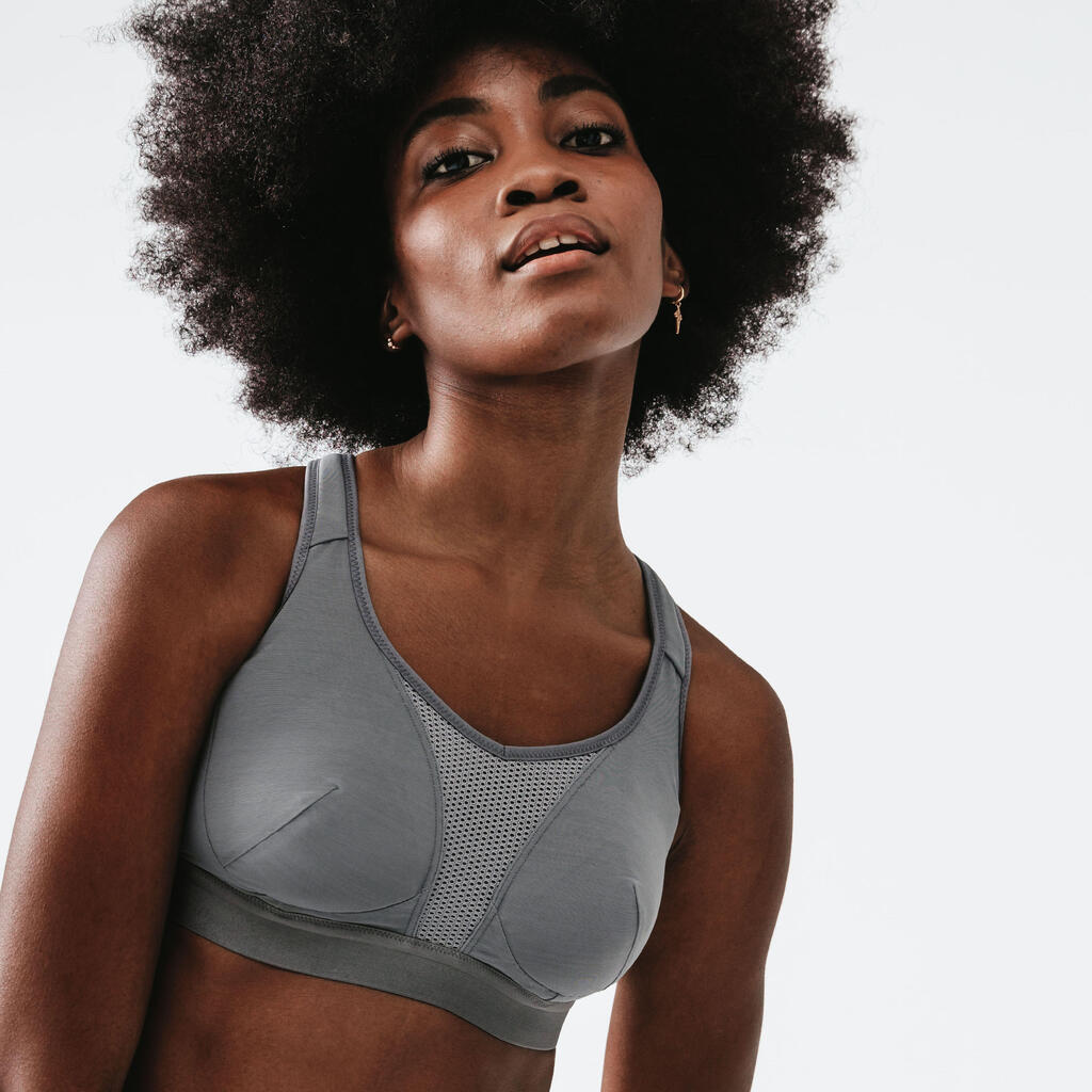 Brassière bretelles croisables maintien fort femme, Noir