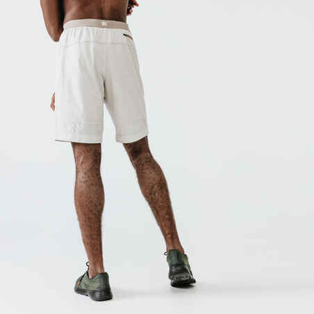 Kalenji Dry+ Men's Running 2-in-1 Shorts With Boxer - Natural Beige