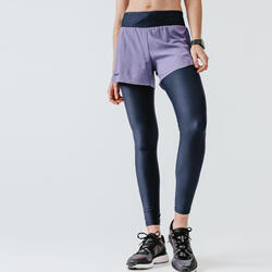 WOMEN'S RUN DRY 2 IN 1 SHORTS/TIGHTS + NAVY BLUE