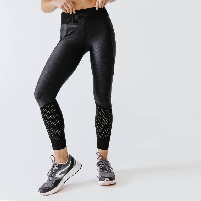 Women's breathable long running leggings Dry+Feel - black