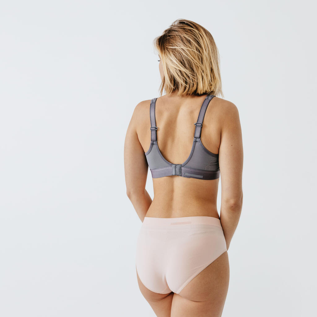 Brassière bretelles croisables maintien fort femme, gris