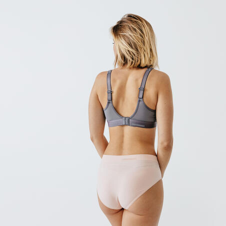 Brassière bretelles croisables maintien fort Femme - Gris