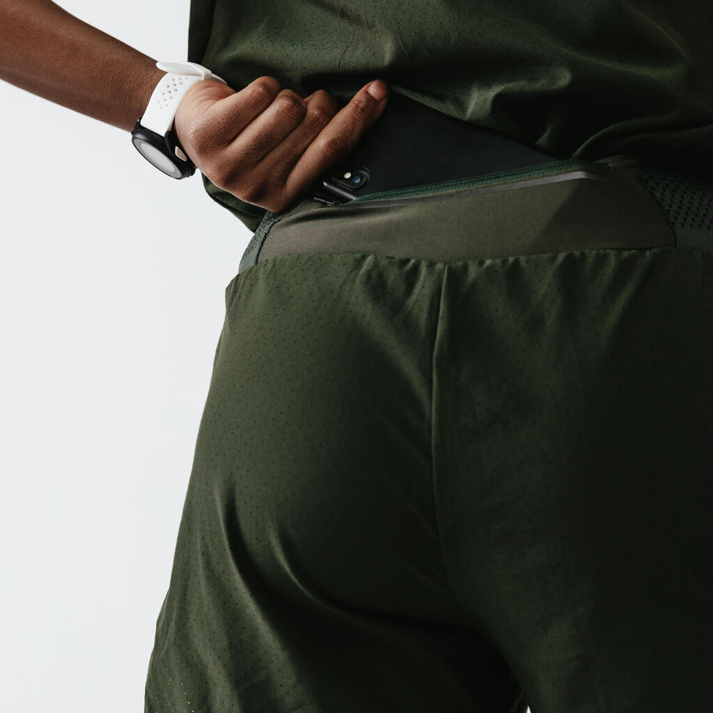 Kombi-Laufshorts Dry+ Damen khaki