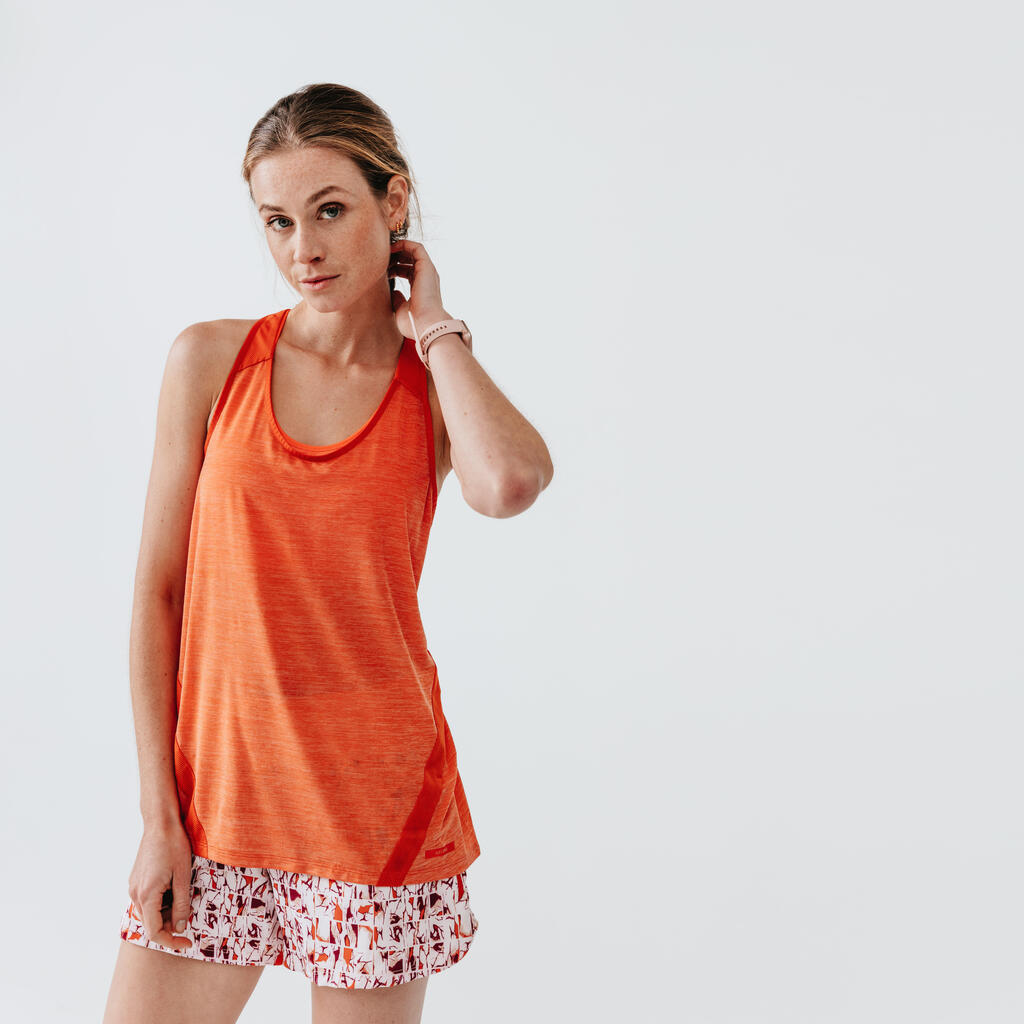Laufshirt ärmellos Lauftop Run Light Damen orange