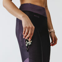 טייץ ריצה דגם RUN FEEL לנשים - אפור סגול