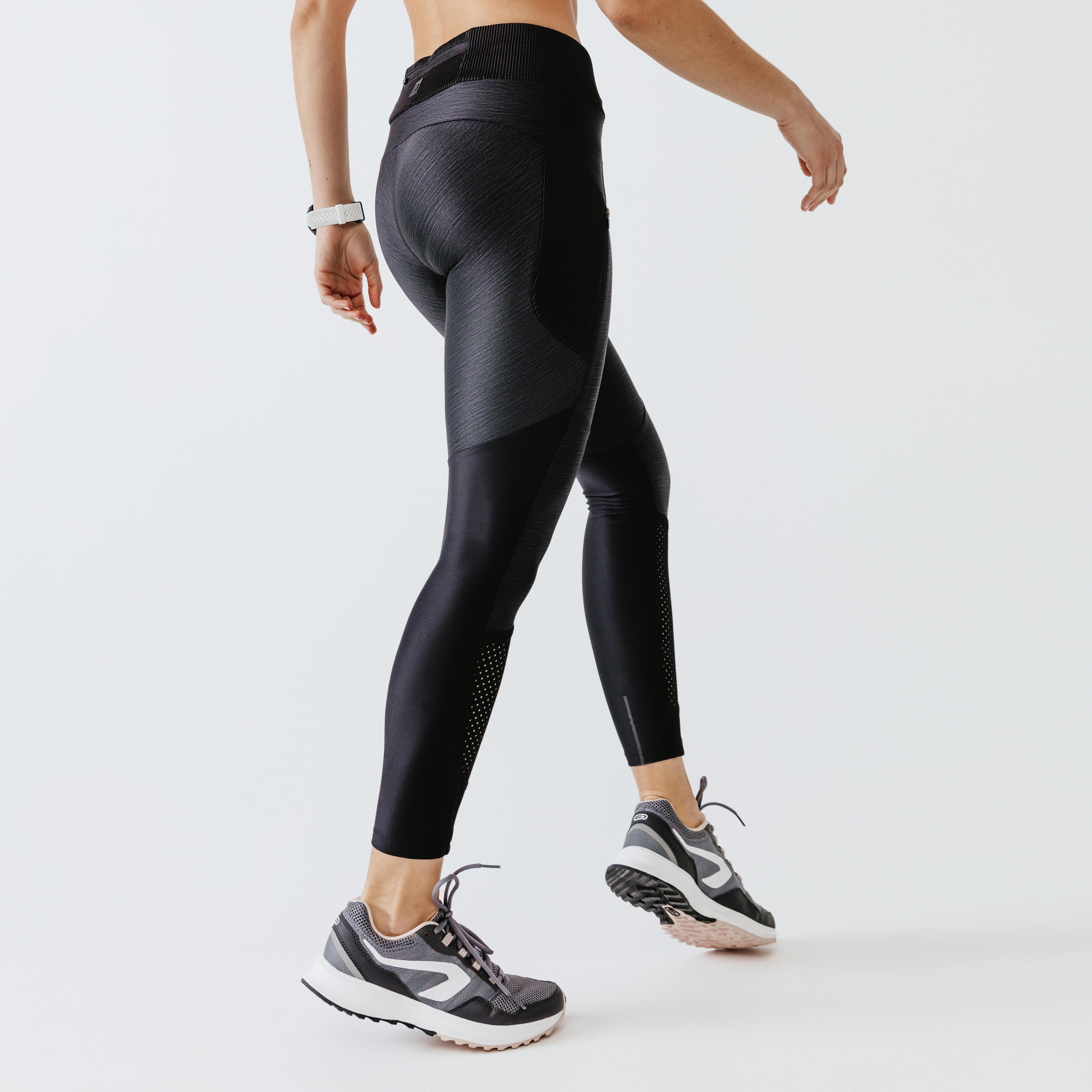 Women's Running Leggings - Dry+Feel Black - black, black - Kalenji