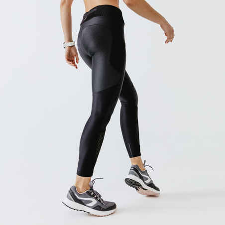 Women's breathable long running leggings Dry+Feel - black