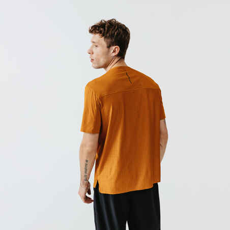 Men's Running Breathable and Ventilated T-Shirt Dry+ Breath - brown ochre