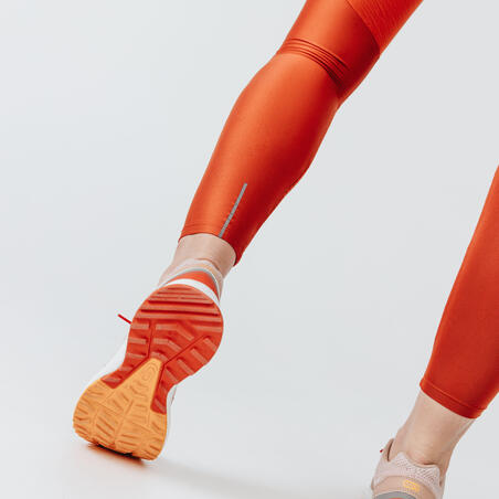 Тайтсы для бега длинные женские оранжевые DRY + FEEL