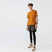 Dry+ Men's Running Breathable T-Shirt - Ochre Brown