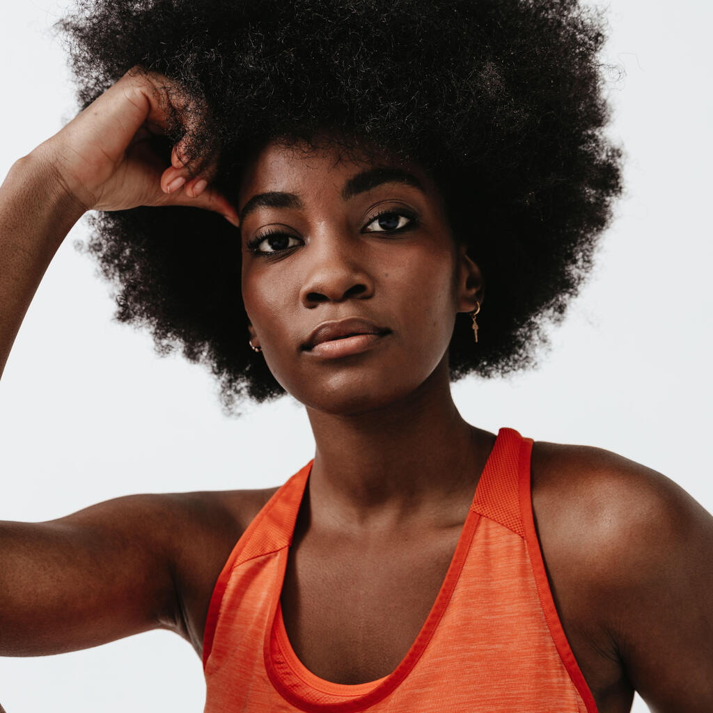 Laufshirt ärmellos Lauftop Run Light Damen orange