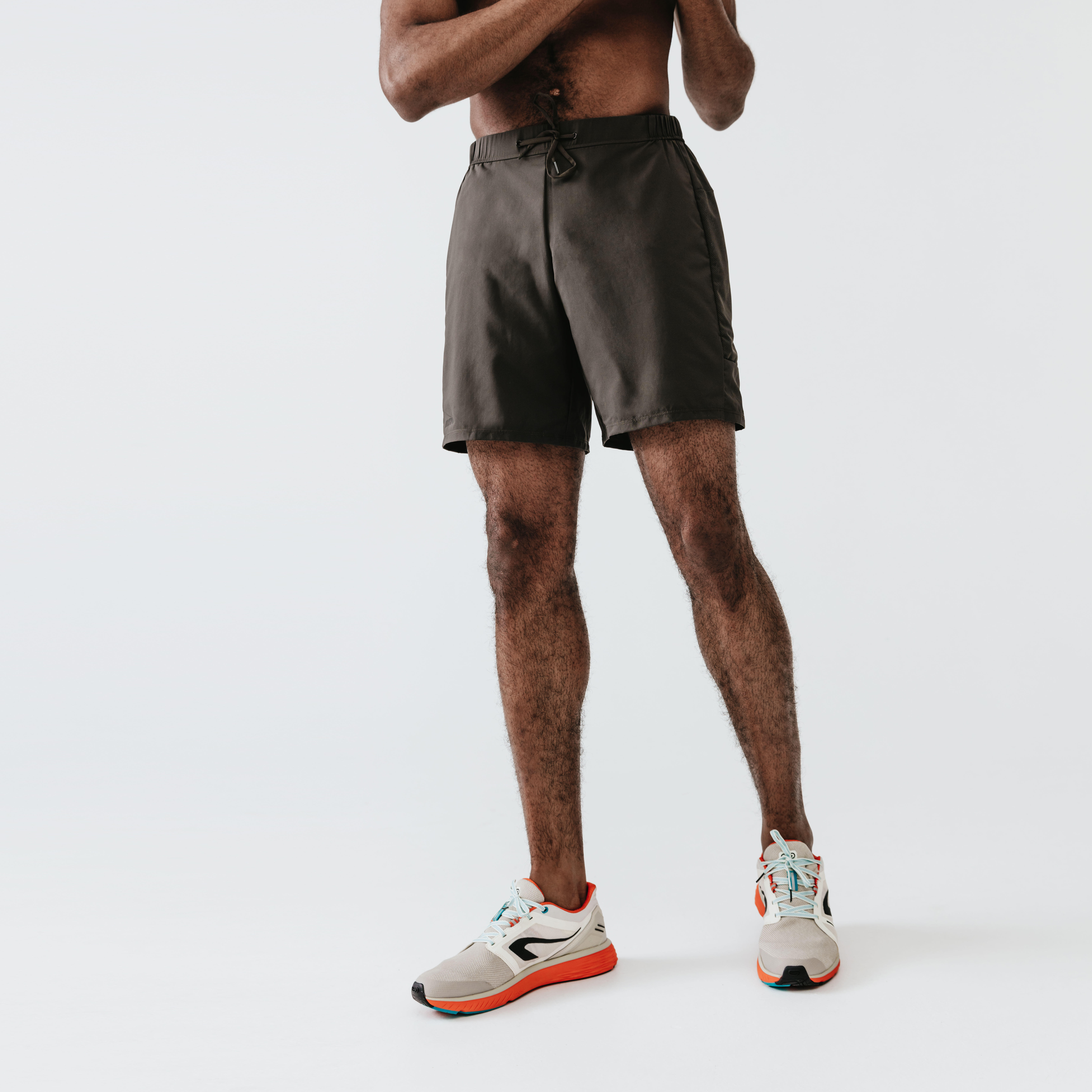 Short Running Kalenji Dry+ Hombre Caqui Oscuro Transpirable - Decathlon