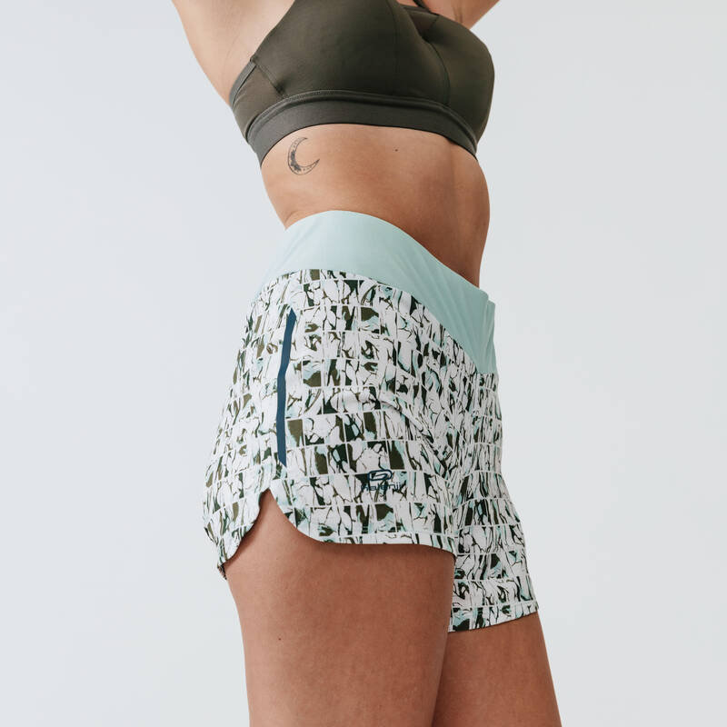 Short de Running para mujer Kalenji estampado dry verde claro - Decathlon