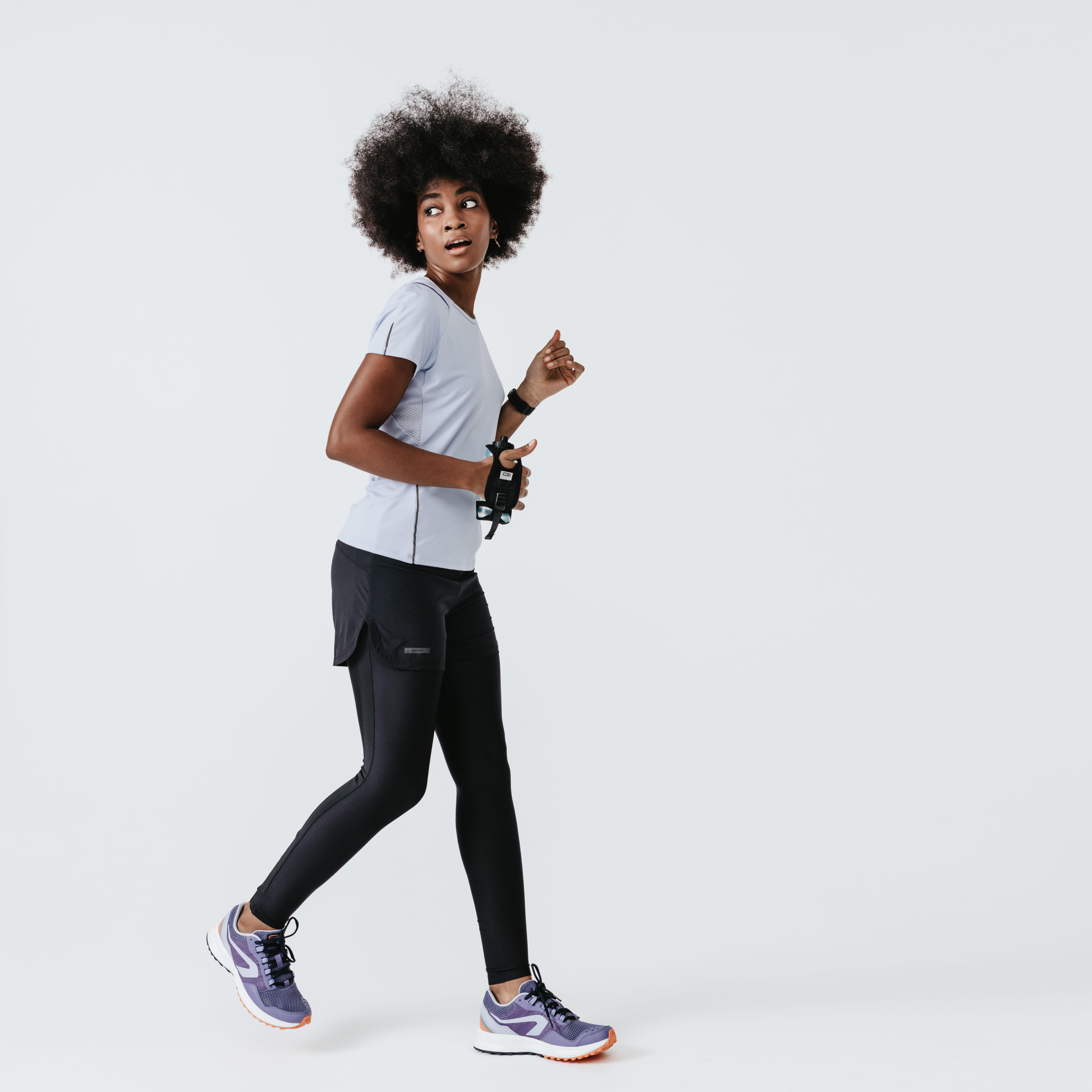 Women s Running Shorts with Built In Tights Dry black Decathlon