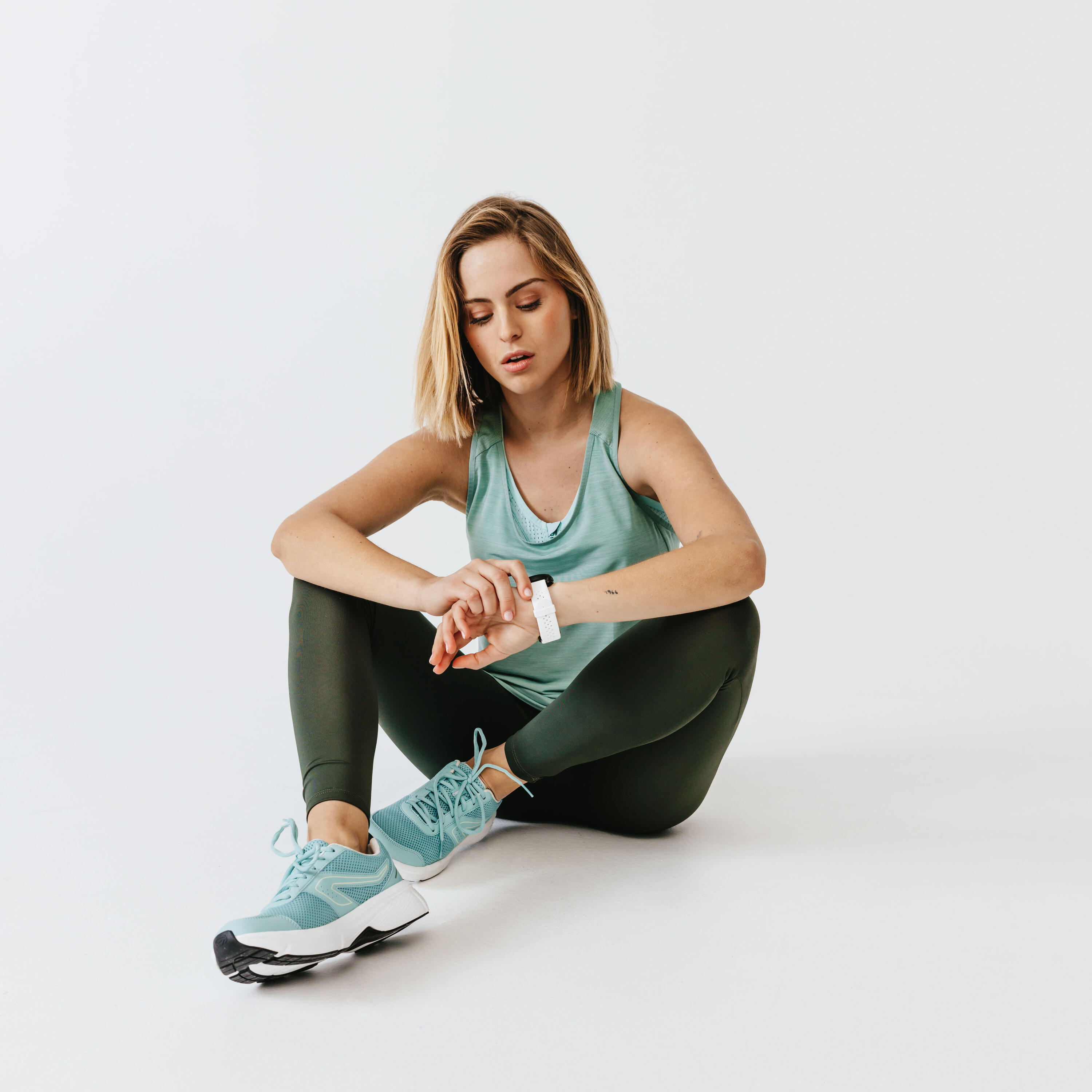 Women's running leggings with body-sculpting (XS to 5XL - large size) - khaki 7/9